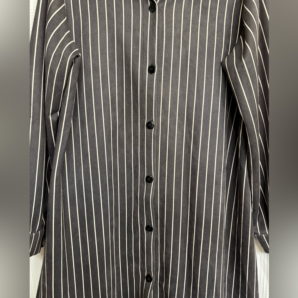 She Chocolate Gray and White Striped Shirt - Picture 10 of 10